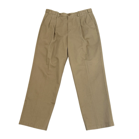 L.L. Bean Other - L.L. Bean Comfort Waist Chinos Mens 35x30 Double Pleated Khaki Tan Pants Relaxed